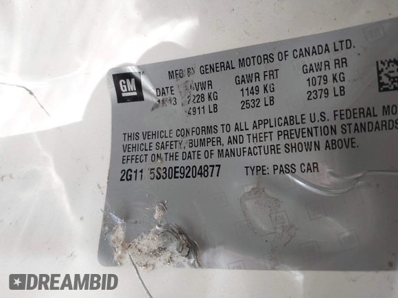 2014 Chevrolet Impala LTZ with VIN 2G1155S30E9204877, listed as a IAAI auction lot 42056615 with Not Provided miles and . Bid and sale history available at DreamBid. Image 9.