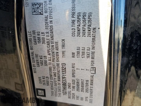 2015 GMC Canyon 4WD SLE with VIN 1GTH6BE37F1133213, listed as a Copart auction lot 82404014 with 142,149 mi miles and Salvage Title. Bid and sale history available at carsss.com. Image 12.