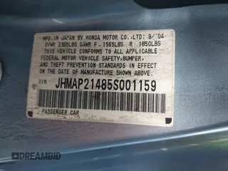 2005 Honda S2000 с VIN JHMAP21485S001159, выставлен на аукционе IAAI как лот 38590034 с пробегом Не указан миль и . История ставок и продаж доступна на DreamBid. Изображение 9.