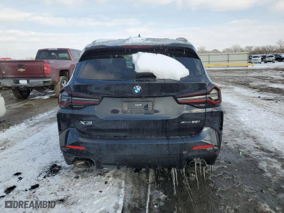 2023 BMW X3 xDrive30i with VIN 5UX53DP00P9P29517, listed as a Copart auction lot 45279855 with 0 mi miles and Salvage Title. Bid and sale history available at carsss.com. Image 6.