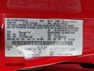 2013 Ford Focus SE с VIN 1FADP3F27DL111050, выставлен на аукционе IAAI как лот 42514336 с пробегом 160 642 миль миль и . История ставок и продаж доступна на DreamBid. Изображение 9.