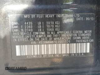 2014 Subaru Legacy Limited with VIN 4S3BMBM61E3005026, listed as a Copart auction lot 59272125 with 166,787 mi miles and Salvage title. Bid and sale history available at DreamBid. Image 12.
