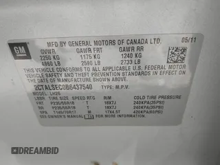 2011 GMC Terrain SLE-2 with VIN 2CTALSEC0B6437540, listed as a IAAI auction lot 41750859 with 186,537 mi miles. Bid and sale history available at carsss.com. Image 9.