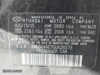2016 Hyundai Elantra SE with VIN KMHDH4AE7GU628373, listed as a IAAI auction lot 41936414 with 55,609 mi miles. Bid and sale history available at carsss.com. Image 9.