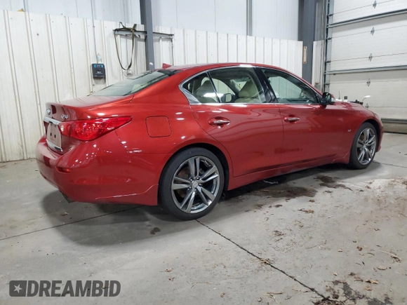 2015 Infiniti Q50 with VIN JN1BV7AR3FM390001, listed as a Copart auction lot 51752225 with 184,105 mi miles and Salvage Title. Bid and sale history available at carsss.com. Image 3.