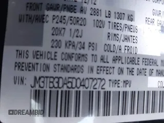 2013 Mazda CX-9 Grand Touring with VIN JM3TB3DA5D0407272, listed as a IAAI auction lot 41760028 with 188,900 mi miles and . Bid and sale history available at carsss.com. Image 9.