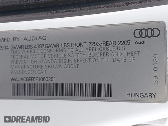 2015 Audi A3 Premium z VIN WAUACGFF5F1060291, wystawiony jako IAAI lot #42149042 z przebiegiem 74 309 mil mil oraz . Historia ofert i sprzedaży dostępna na DreamBid. Obrazek 9.