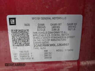 2020 Chevrolet Traverse LT with VIN 1GNERHKW0LJ264997, listed as a IAAI auction lot 41867518 with 36,717 mi miles and . Bid and sale history available at DreamBid. Image 9.