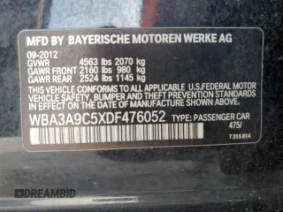 2013 BMW 3 Series 335i with VIN WBA3A9C5XDF476052, listed as a Copart auction lot 88351625 with 0 mi miles and Clean Title. Bid and sale history available at carsss.com. Image 12.