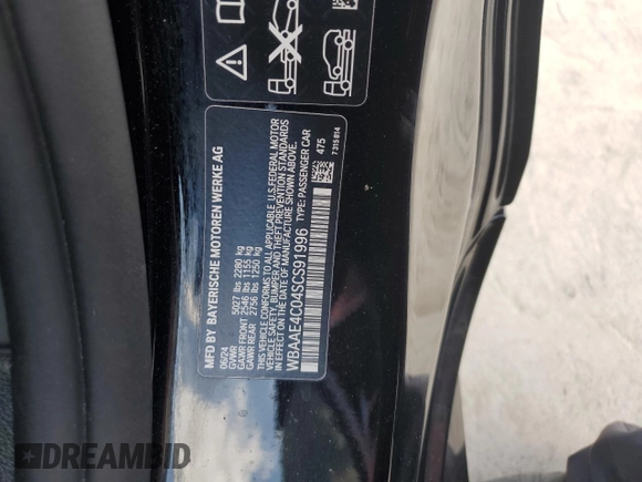 2025 BMW 8 Series 840i with VIN WBAAE4C04SCS91996, listed as a Copart auction lot 43319785 with 7,345 mi miles and Clean Title. Bid and sale history available at DreamBid. Image 12.