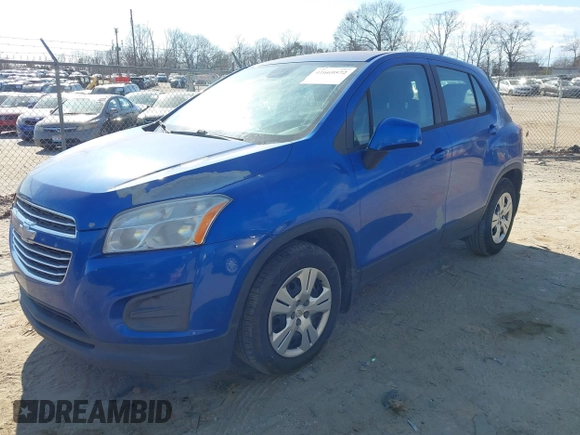 2015 Chevrolet Trax LS with VIN KL7CJKSB4FB086024, listed as a IAAI auction lot 41669572 with 124,312 mi miles. Bid and sale history available at carsss.com. Image 2.