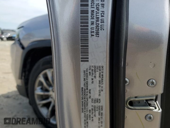 2020 Jeep Cherokee Latitude Plus with VIN 1C4PJLLB9LD625987, listed as a Copart auction lot 55484324 with 67,452 mi miles and Salvage Title. Bid and sale history available at carsss.com. Image 13.