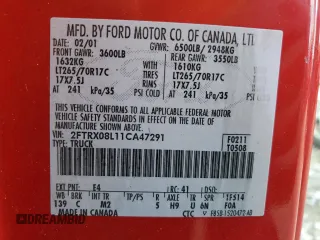 2001 Ford F-150 XL with VIN 2FTRX08L11CA47291, listed as a Copart auction lot 83753584 with Not provided miles and Salvage title. Bid and sale history available at DreamBid. Image 12.