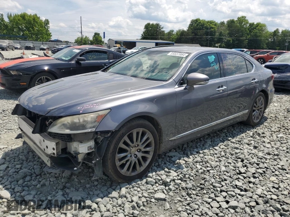 2014 Lexus LS 460 L with VIN JTHGL5EF4E5051560, listed as a Copart auction lot 55837084 with 180,562 mi miles and Salvage title. Bid and sale history available at DreamBid. Image 1.