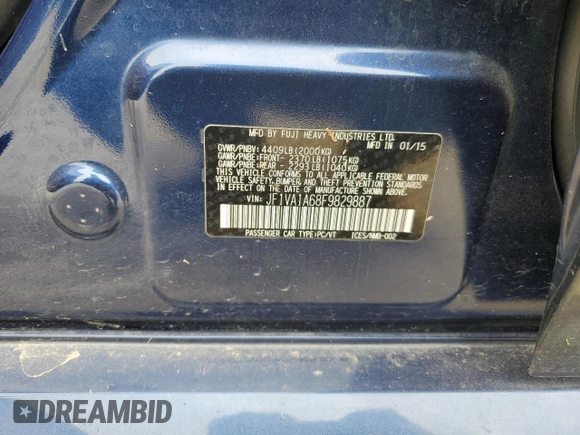 2015 Subaru WRX с VIN JF1VA1A68F9829887, выставлен на аукционе Copart как лот 52944445 с пробегом 116 076 миль миль и Списание • Salvage title. История ставок и продаж доступна на DreamBid. Изображение 12.