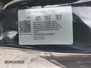 2020 Chevrolet Camaro 2SS with VIN 1G1FG1R72L0138437, listed as a IAAI auction lot 41620059 with 36,558 mi miles. Bid and sale history available at carsss.com. Image 9.
