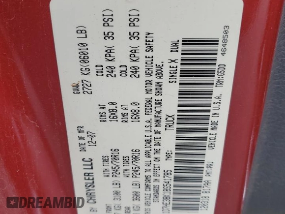 2008 Dodge Dakota SXT with VIN 1D7HE38K18S541785, listed as a Copart auction lot 89347225 with 139,435 mi miles and Salvage Title. Bid and sale history available at DreamBid. Image 12.