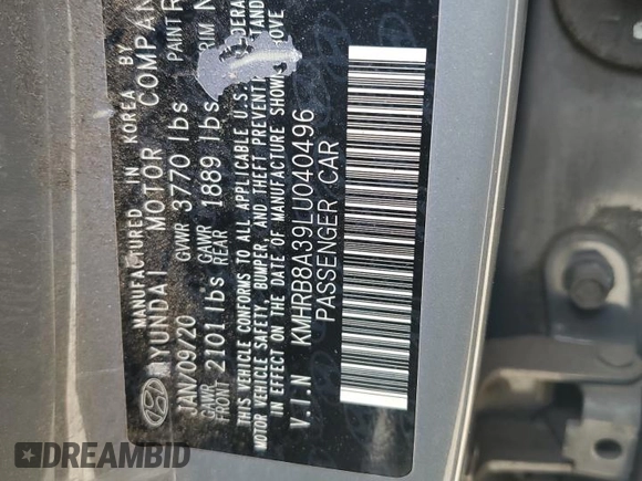 2020 Hyundai Venue SE with VIN KMHRB8A39LU040496, listed as a Copart auction lot 49108185 with 56,753 mi miles and Salvage Title. Bid and sale history available at DreamBid. Image 13.
