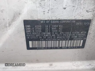 2021 Subaru Impreza с VIN 4S3GTAB61M3707416, выставлен на аукционе IAAI как лот 41597061 с пробегом 75 486 миль миль и . История ставок и продаж доступна на DreamBid. Изображение 9.