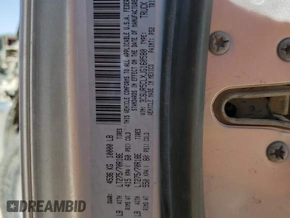 2018 Ram 2500 Tradesman with VIN 3C6UR5CLXJG160580, listed as a Copart auction lot 47655665 with 186,604 mi miles and Salvage title. Bid and sale history available at DreamBid. Image 13.