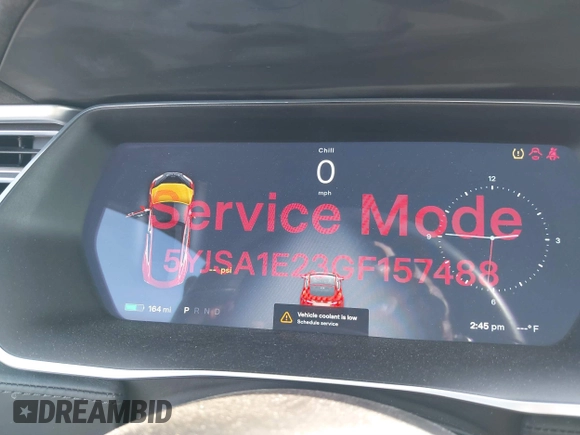 2016 Tesla Model S 90D with VIN 5YJSA1E23GF157488, listed as a IAAI auction lot 38049947 with Not provided miles and . Bid and sale history available at DreamBid. Image 18.