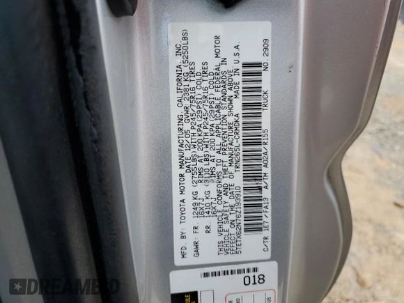 2006 Toyota Tacoma PreRunner z VIN 5TETX62N76Z193910, wystawiony jako Copart lot #85498254 z przebiegiem 194 947 mil mil oraz Szkoda całkowita • Salvage title. Historia ofert i sprzedaży dostępna na DreamBid. Obrazek 14.