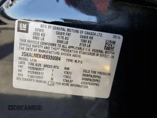 2014 GMC Terrain SLE z VIN 2GKALMEK4E6339084, wystawiony jako Copart lot #59180395 z przebiegiem 118 985 mil mil oraz Szkoda całkowita • Salvage title. Historia ofert i sprzedaży dostępna na DreamBid. Obrazek 13.
