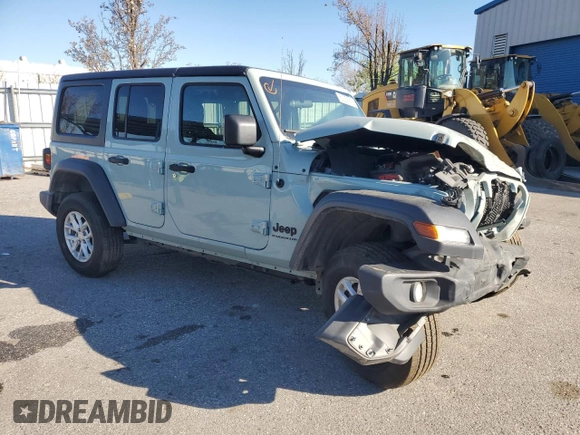 2023 Jeep Wrangler Sport S with VIN 1C4HJXDG5PW623797, listed as a Copart auction lot 50258875 with 16,518 mi miles and Salvage Title. Bid and sale history available at DreamBid. Image 4.