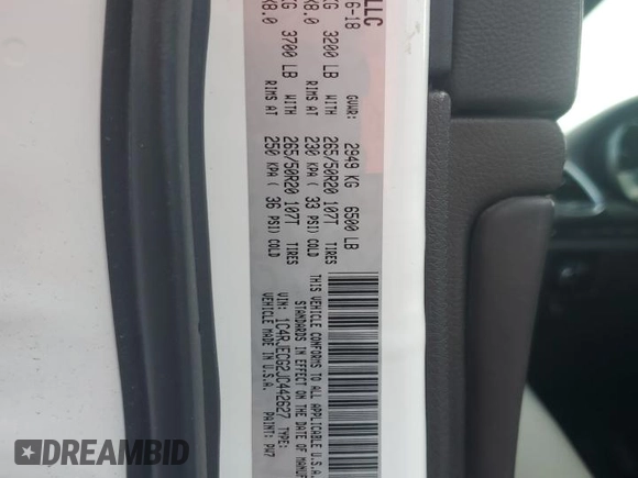 2018 Jeep Grand Cherokee High Altitude with VIN 1C4RJECG2JC442627, listed as a Copart auction lot 61041495 with 88,115 mi miles and Salvage title. Bid and sale history available at DreamBid. Image 14.