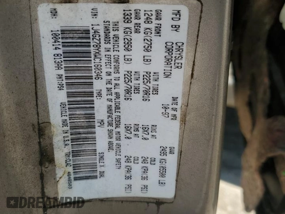 1998 Jeep Grand Cherokee Limited with VIN 1J4GZ78YXWC160346, listed as a Copart auction lot 52595655 with Not provided miles and Salvage title. Bid and sale history available at DreamBid. Image 13.