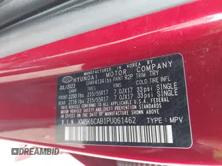 2023 Hyundai Kona SEL with VIN KM8K6CAB1PU061462, listed as a IAAI auction lot 41549269 with 32,599 mi miles. Bid and sale history available at carsss.com. Image 9.