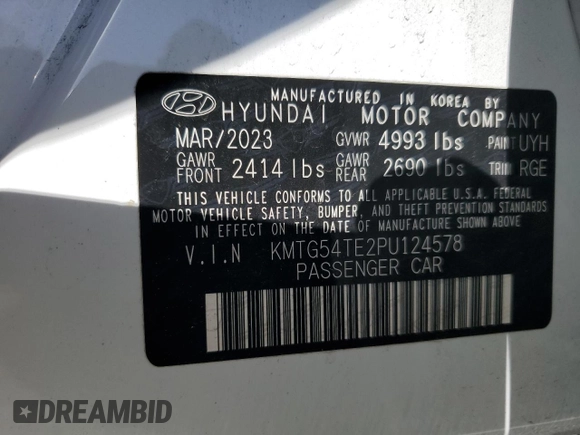 2023 Genesis G70 3.3T with VIN KMTG54TE2PU124578, listed as a Copart auction lot 79160664 with 46,500 mi miles and Salvage Title. Bid and sale history available at DreamBid. Image 12.