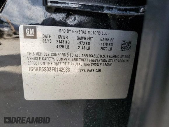 2015 Cadillac CTS Luxury RWD z VIN 1G6AR5S33F0142983, wystawiony jako Copart lot #44865865 z przebiegiem 78 275 mil mil oraz Szkoda całkowita • Salvage title. Historia ofert i sprzedaży dostępna na DreamBid. Obrazek 12.