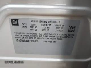 2015 Buick LaCrosse Premium I with VIN 1G4GD5G33FF346383, listed as a IAAI auction lot 42472360 with 204,688 mi miles and . Bid and sale history available at DreamBid. Image 9.