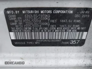 2020 Mitsubishi Outlander Sport ES 2.0 with VIN JA4AR3AU5LU020667, listed as a IAAI auction lot 41287083 with 104,274 mi miles. Bid and sale history available at carsss.com. Image 9.