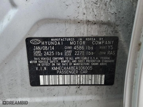 2014 Hyundai Sonata Hybrid Limited with VIN KMHEC4A48EA106005, listed as a Copart auction lot 86050224 with 155,467 mi miles and Salvage Title. Bid and sale history available at carsss.com. Image 13.