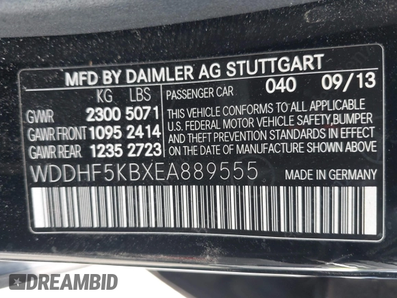 2014 Mercedes-Benz E 350 Sport with VIN WDDHF5KBXEA889555, listed as a IAAI auction lot 41589052 with 148,422 mi miles and . Bid and sale history available at DreamBid. Image 9.