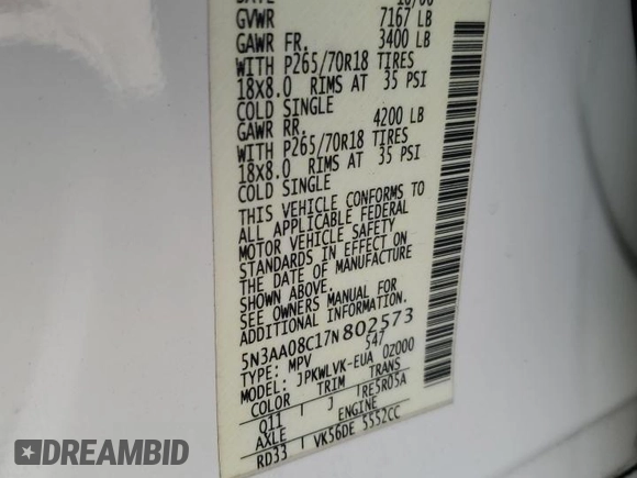2007 Infiniti QX56 z VIN 5N3AA08C17N802573, wystawiony jako Copart lot #47557175 z przebiegiem 263 078 mil mil oraz Szkoda całkowita • Salvage title. Historia ofert i sprzedaży dostępna na DreamBid. Obrazek 13.