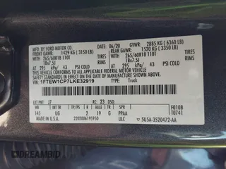 2020 Ford F-150 XL z VIN 1FTEW1CP7LKE32919, wystawiony jako IAAI lot #41082048 z przebiegiem 61 278 mil mil oraz . Historia ofert i sprzedaży dostępna na DreamBid. Obrazek 9.