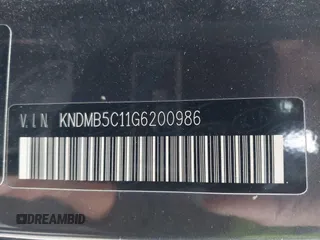 2016 Kia Sedona LX with VIN KNDMB5C11G6200986, listed as a IAAI auction lot 42047368 with 121,376 mi miles. Bid and sale history available at carsss.com. Image 9.