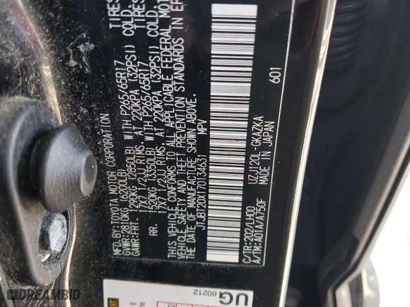 2007 Lexus GX 470 with VIN JTJBT20X170134631, listed as a Copart auction lot 69843724 with 285,469 mi miles and Salvage Title. Bid and sale history available at carsss.com. Image 13.