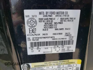 2013 Ford F-150 XL с VIN 1FTFW1ET9DFD71873, выставлен на аукционе Copart как лот 54955005 с пробегом Не указан миль и Списание • Salvage title. История ставок и продаж доступна на DreamBid. Изображение 12.