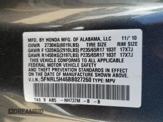2011 Honda Odyssey EX with VIN 5FNRL5H46BB027260, listed as a Copart auction lot 50990725 with 147,758 mi miles and Salvage Title. Bid and sale history available at carsss.com. Image 14.