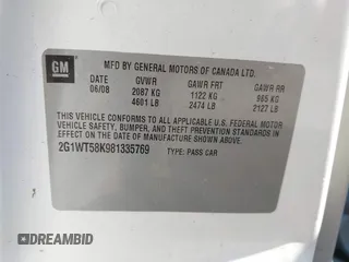 2008 Chevrolet Impala LT with VIN 2G1WT58K981335769, listed as a IAAI auction lot 42138473 with 162,485 mi miles and . Bid and sale history available at DreamBid. Image 9.