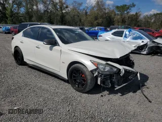 2017 Infiniti Q50 Signature Edition with VIN JN1EV7AP0HM737380, listed as a Copart auction lot 47157975 with 123,113 mi miles and Salvage Title. Bid and sale history available at DreamBid. Image 4.