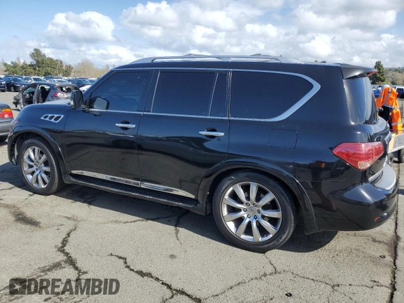 2011 Infiniti QX56 7-passenger with VIN JN8AZ2NE7B9005600, listed as a Copart auction lot 50741225 with 202,960 mi miles and Salvage Title. Bid and sale history available at carsss.com. Image 2.