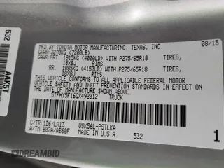 2016 Toyota Tundra 4WD Truck LTD with VIN 5TFHY5F16GX492012, listed as a IAAI auction lot 41708632 with 181,395 mi miles. Bid and sale history available at carsss.com. Image 9.