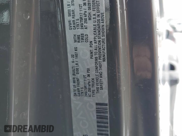 2022 Jeep Gladiator Texas Trail with VIN 1C6HJTAG4NL170016, listed as a Copart auction lot 44982765 with 35,542 mi miles and Salvage title. Bid and sale history available at DreamBid. Image 12.