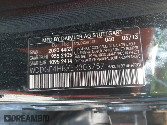 2014 Mercedes-Benz C 250 Sport with VIN WDDGF4HBXER303757, listed as a IAAI auction lot 42739717 with 110,738 mi miles and . Bid and sale history available at DreamBid. Image 9.