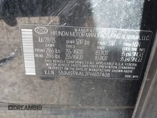2023 Hyundai Santa Fe Calligraphy z VIN 5NMS54AL2PH607408, wystawiony jako IAAI lot #42094479 z przebiegiem 28 525 mil mil oraz . Historia ofert i sprzedaży dostępna na DreamBid. Obrazek 9.